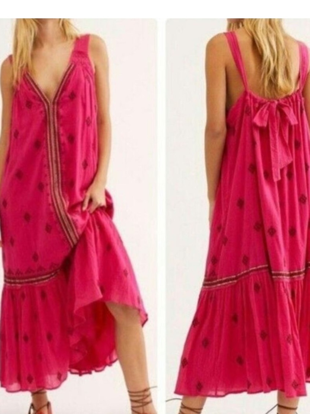 Free People Nomadic Dreams Embroidered Maxi Dress